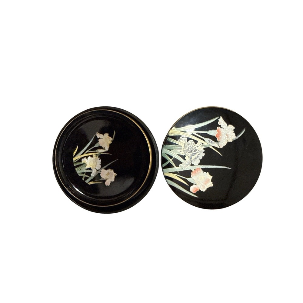 Otagiri "Crown Iris" 4" Lacquer Coaster Set in Box‎ – One Damaged - Picture 4 of 6